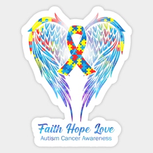 Multicolor Muzzle Pieces Wings Faith Hope Love Autism Cancer Sticker